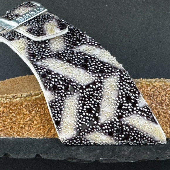 Birkenstock Birkis Black Ivory Tahiti Beaded Double Strap Sandals Slip On Size - Picture 6 of 8